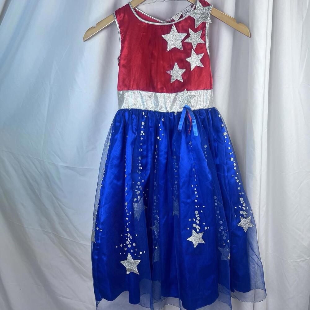 Kids Dress Patriotic Stars Costume American Halloween Dress Small (4) EUC